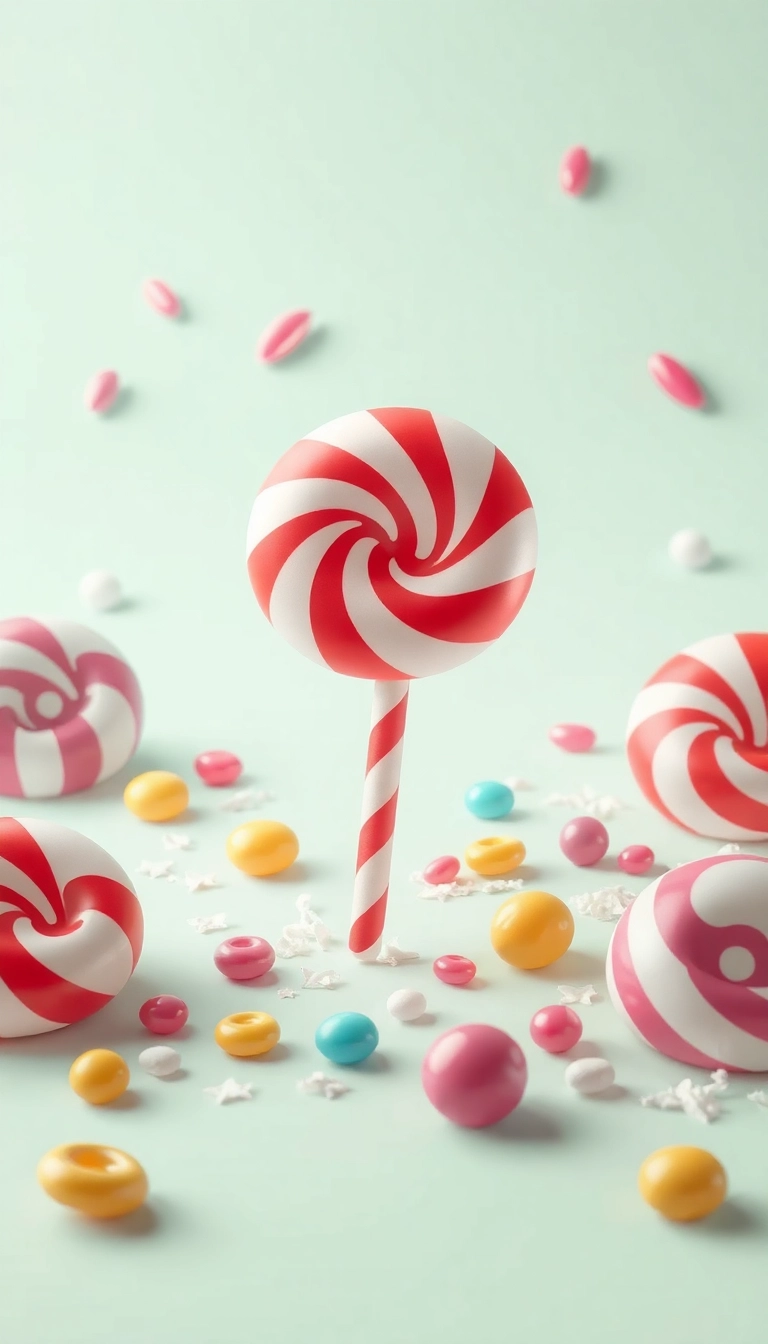Best Sleek AI Mixed Candies Close Up Phone Elegant Background